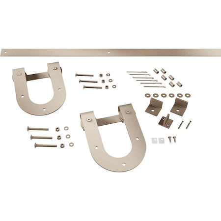 Ekena Millwork Premium Horseshoe Barn Door Hardware Set w/ 6' Track for 1 3/4" Doors, White Bronze GB60014H26WZ